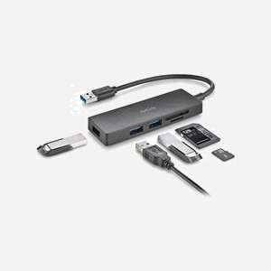 NGS IHUB READER : Hub USB 3.2 Gen 1 Type-A 3 ports + Lecteur Cartes SD/MicroSD (TransFlash) - Taux Transfert 5000 Mbit/s - Câble 0.19m - Noir - Miniature 3