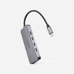 Nanocable 10.16.4505 Hub USB 3.2 Gen 1 Type-C 5 Ports, Aluminium Gris, Transfert 5000 Mbit/s, Alimentation USB jusqu'à 100W, Windows/macOS/Linux - Miniature 1