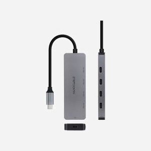 Nanocable 10.16.4505 Hub USB 3.2 Gen 1 Type-C 5 Ports, Aluminium Gris, Transfert 5000 Mbit/s, Alimentation USB jusqu'à 100W, Windows/macOS/Linux - Miniature 2
