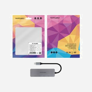 Nanocable 10.16.4505 Hub USB 3.2 Gen 1 Type-C 5 Ports, Aluminium Gris, Transfert 5000 Mbit/s, Alimentation USB jusqu'à 100W, Windows/macOS/Linux - Miniature 3