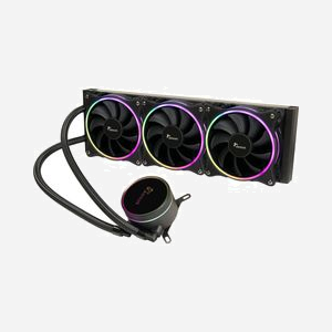 Inter-Tech LC-360 RGB - Refroidisseur liquide AIO 360mm pour processeur, 2 ventilateurs 120mm RGB, 900-1800 tr/min, TDP 250W, sockets Intel/AMD - Miniature 1