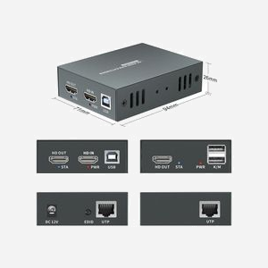LevelOne HVE-8111 Kit Émetteur/Récepteur AV 4K UHD (3840x2160) via Cat6 (100m) HDMI 2.0, HDCP 2.2, USB 1.1, Bande Passante 18 Gbit/s - Miniature 4