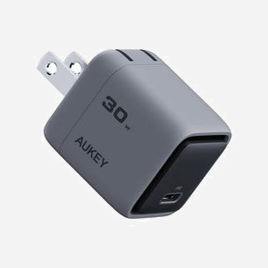 AUKEY Comet Mini Chargeur Secteur 30W Power Delivery (PD) 3.0, Quick Charge 3.0/4+, PPS, GaN Gris - 100-240V, 5V/3A, 9V/3A, 12V/2.5A, 15V/2A, 20V/1.5A - Miniature 1