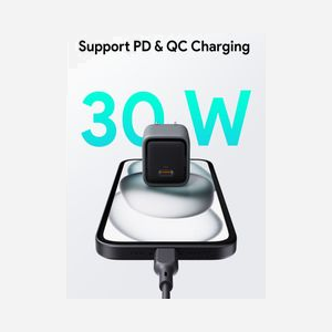 AUKEY Comet Mini Chargeur Secteur 30W Power Delivery (PD) 3.0, Quick Charge 3.0/4+, PPS, GaN Gris - 100-240V, 5V/3A, 9V/3A, 12V/2.5A, 15V/2A, 20V/1.5A - Miniature 2