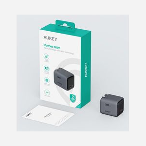 AUKEY Comet Mini Chargeur Secteur 30W Power Delivery (PD) 3.0, Quick Charge 3.0/4+, PPS, GaN Gris - 100-240V, 5V/3A, 9V/3A, 12V/2.5A, 15V/2A, 20V/1.5A - Miniature 4