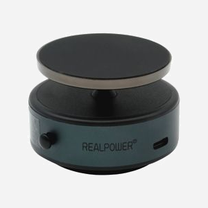 RealPower MH-1 Support Passif Magnétique pour Mobile/Smartphone Voiture avec Chargeur Intégré USB Type-C, ABS/Métal, Noir, 65x46x69mm, 128g