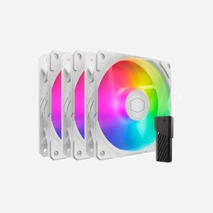 Cooler Master SickleFlow Edge 120 ARGB White Edition - Kit de 3 Ventilateurs 120mm, 690-2500 RPM, 120 m³/h, 32.8 dB(A), LDB, Connecteur 4-Pin, LED ARGB 3-Pin