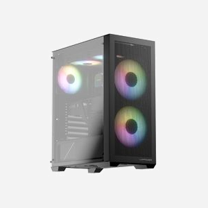 LC-Power LC-717B-ON Boîtier PC Midi Tower Blanc ATX/micro ATX/Mini-ITX, 3x3.5", 4x2.5", USB 3.2 Gen 1/Gen 2, Vitre Trempée, Ventilation 120/140mm, RGB - Miniature 1