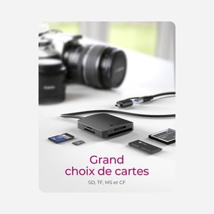 Lecteur Cartes Mémoire ICY BOX IB-CR302-CU3 USB 3.2 Gen 1 Type-A - CF, MS Duo/PRO, SD/HC/XC, MicroSD/HC/XC - Adaptateur USB-C inclus - Noir - Miniature 3