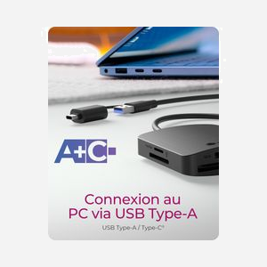 Lecteur Cartes Mémoire ICY BOX IB-CR302-CU3 USB 3.2 Gen 1 Type-A - CF, MS Duo/PRO, SD/HC/XC, MicroSD/HC/XC - Adaptateur USB-C inclus - Noir - Miniature 5