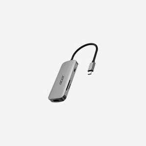 Acer Dongle 7-en-1 USB-C 3.2 Gen 1 Argent - 3x USB-A, HDMI 4K 60Hz, Lecteur SD/MicroSD, Power Delivery 100W - Compatible Windows, macOS, ChromeOS - Miniature 3