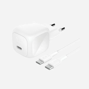 Belkin WCA013KQ1MWH-B6 Chargeur Secteur Intérieur Universel 1x USB Type-C Power Delivery 3.1 45W, Câble 1m, Compatible iPad/MacBook Air