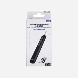 T'nB LASEREMOTE2 Télécommande USB 2.4GHz Noire avec Pointeur Laser Rouge, Batterie Lithium 200mAh, compatible Windows et macOS. Dimensions: 138x20x12mm - Miniature 3