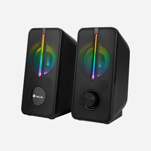NGS Enceintes Gaming GSX-150 2.0 Sans Fil, Puissance 12W RMS, Éclairage LED RGB, Connectique Jack 3.5mm & USB, Fréquence 300-20000Hz, Noir