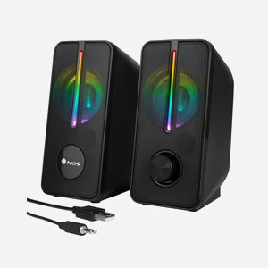 NGS Enceintes Gaming GSX-150 2.0 Sans Fil, Puissance 12W RMS, Éclairage LED RGB, Connectique Jack 3.5mm & USB, Fréquence 300-20000Hz, Noir - Miniature 3