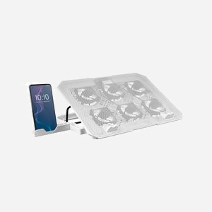 Mars Gaming MNBC23W Base de Refroidissement pour PC Portable jusqu'à 16" Blanche - 6 Ventilateurs LED Bleus, 2x USB 2.0, 6 Positions, Acier/Alu/ABS - Miniature 3