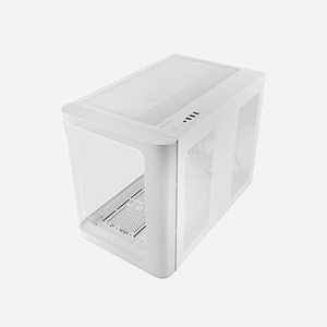 Mars Gaming MCFUSIONMW Boîtier PC Mini Tower Micro-ATX/Mini-ITX Blanc, verre trempé, double chambre, supporte 9 ventilateurs, radiateur 360mm, GPU 445mm - Miniature 1