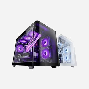 Mars Gaming MCFUSIONMW Boîtier PC Mini Tower Micro-ATX/Mini-ITX Blanc, verre trempé, double chambre, supporte 9 ventilateurs, radiateur 360mm, GPU 445mm - Miniature 2