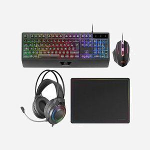 Mars Gaming MCP124PROFR : Combo Clavier AZERTY H-Mech RGB, Souris 3200 DPI RGB, Casque FRGB, Tapis 360x260mm - Compatible PC/Mac/PS/Xbox/Switch