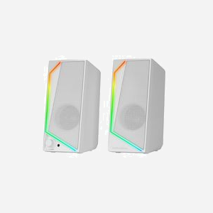 Haut-parleurs Mars Gaming MS72W Blanc 2.0, 15W RMS, 20-20000 Hz, 4 Ohm, connectique filaire USB & AUX, rétroéclairage, boîtier ABS - Miniature 2