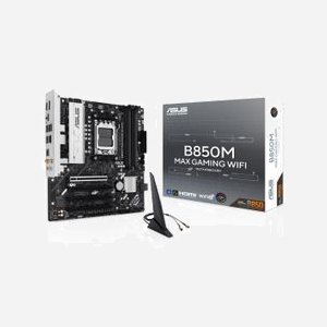 ASUS B850M MAX GAMING WIFI - Carte mère micro ATX AMD B850 Socket AM5, DDR5, 3xM.2, Wi-Fi 6, Gigabit Ethernet, RAID 0/1/5/10, USB 3.2 Gen 2, PCIe 5.0