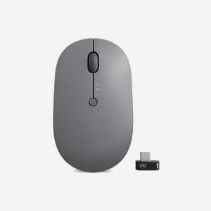Souris Lenovo Go Multi-Device Optique 2400 DPI RF sans fil + Bluetooth, Ambidextre, 5 Boutons, USB Type-C, Noir/Gris - Miniature 1