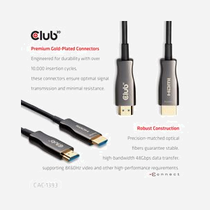CLUB3D CAC-1393 Câble HDMI 2.1 50m Connecteurs HDMI Type A (Standard) Mâle/Mâle, Bande Passante 48 Gbps, Compatible HDR, eARC - Miniature 4