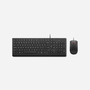 Lenovo Kit Clavier USB Allemand + Souris Optique 1600 DPI, Câble 1.8m, Noir, Dimensions Clavier 424x146x20mm, Souris 111x62x34mm, Compatible Windows 10/11 - Miniature 1