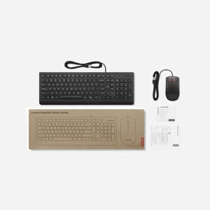 Lenovo Kit Clavier USB Allemand + Souris Optique 1600 DPI, Câble 1.8m, Noir, Dimensions Clavier 424x146x20mm, Souris 111x62x34mm, Compatible Windows 10/11 - Miniature 4