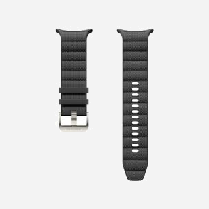 Bracelet Tissé Hybride Samsung ET-SBL70MBEGEU Gris Foncé pour Galaxy Watch Ultra, Tissu, Boucle Argent, Système de Fixation Facile