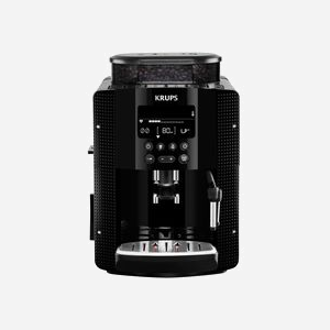 Krups EA8150 Machine Expresso Automatique 1.7L 1450W 15 bar, Broyeur Intégré 260g, Écran LCD, Café en Grains, 2 Tasses, Anti-Calc, Noir