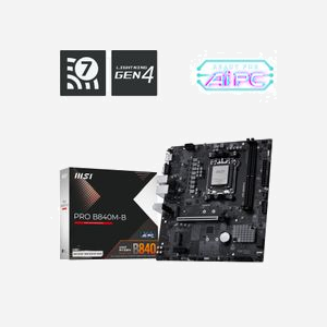 MSI PRO B840M-B : Carte mère micro ATX AMD B840, Socket AM5, DDR5, 2xM.2 PCIe 4.0, 2.5GbE, Realtek ALC897, RAID 0/1/10, Support Ryzen 7000/8000/9000 Series - Miniature 1