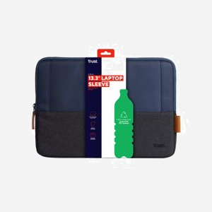 Housse Trust Lisboa 13.3" Bleu Polyester Recyclé, Compartiment 15x320x220mm, Dimensions 335x235x25mm, Fermeture Zippée, Poids 171g, Référence 25123 - Miniature 4