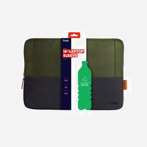 Trust Housse de Protection 16" (40,6cm) Vert - Polyester Recyclé - Intérieur Rembourré Antichoc - Dimensions 400x285x25mm - Volume 15L - Fermeture Zippée - Miniature 4