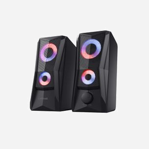 Enceintes Trust GXT 606 JAVV 2.0 Noires 12W (6W RMS) RGB, Haut-parleur 6cm, 160-20000Hz, 4 Ohm, Connectivité Filaire 3.5mm & USB