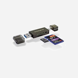 Lecteur de carte mémoire Integral INCRUSB3.0ACSDMSDA2 USB 3.2 Gen 1 Type-A/Type-C pour MicroSD/MicroSDHC/MicroSDXC/SD/SDHC/SDXC, Noir, 2 slots - Miniature 1