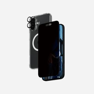 PanzerGlass Protection Écran 3-en-1 Privacy pour iPhone 16 Plus, Verre Trempé, PET, Silicone, Filtre Confidentialité, 156.86x73.75mm, 0.8mm, Transparent