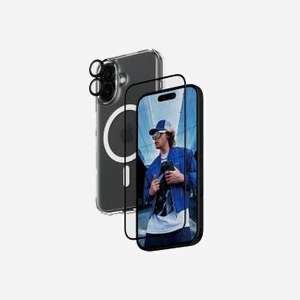 PanzerGlass Protection d'écran 3-en-1 pour Apple iPhone 16 - Verre Trempé, PET, Silicone - Transparent, Résistant Rayures/Chocs - 143.7x67.7x0.66mm - Miniature 1