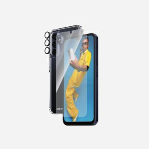 PanzerGlass Protection Écran 3-en-1 pour Samsung Galaxy A14/A15/A15 5G - Verre Trempé, PET, Silicone - Ultra-Wide Fit, EasyAligner, Résistant aux Rayures/Chocs.