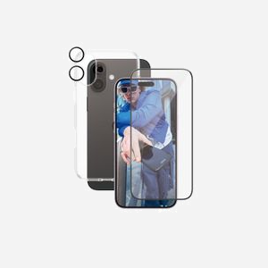 PanzerGlass CARE iPhone 16 Plus - Protection d'écran Verre Trempé, PET, Silicone - Résistant Rayures/Chocs - Dimensions 156.9x73.8x0.66mm, 80g - Miniature 1