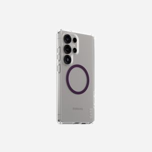 PanzerGlass CARE Flagship Case Transparent Urban Combat Plum Purple pour Samsung Galaxy S25 Ultra - Housse de protection antichoc et rayures, compatible Qi.
