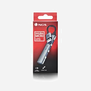 NGS IHUB4 Micro : Hub USB 3.2 Gen 1 Type-A, 1 port USB 3.2 Gen 1 Type-A + 3 ports USB 2.0, 5000 Mbit/s, Câble 0.1m, Compatible Windows/macOS, Argent - Miniature 3