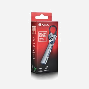 NGS IHUB4 Micro : Hub USB 3.2 Gen 1 Type-A, 1 port USB 3.2 Gen 1 Type-A + 3 ports USB 2.0, 5000 Mbit/s, Câble 0.1m, Compatible Windows/macOS, Argent - Miniature 4