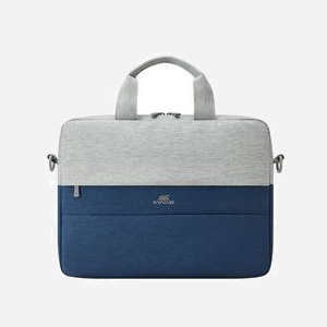 Rivacase 7522 Malette 14" (35.6cm) Bleu/Gris, Polyester Recyclé, 2 Poches Avant, Sangle Épaule Amovible, 370x60x270mm, Résistant Eau/Poussière - Miniature 3