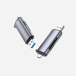 Lecteur de Carte Mémoire Ugreen 50706 USB/Micro-USB Argent – Compatible MMC, MicroSD(TransFlash/HC/XC), RS-MMC, SD(HC/XC) – 73.7x21.5x11.6mm