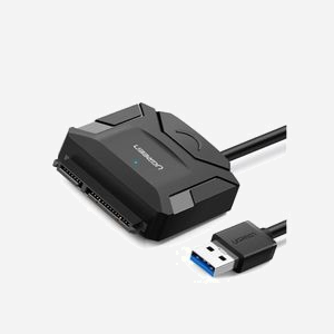 Ugreen 20611 : Adaptateur USB 3.0 vers SATA III, câble 0.5m, taux de transfert 5 Gbit/s, connecteurs mâle-mâle, noir, alimentation 12V 2A