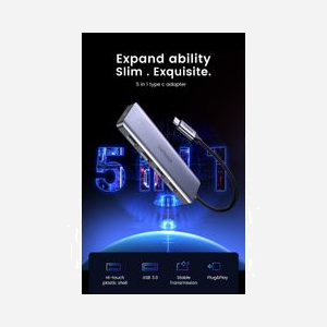 Ugreen 70336 Hub USB 3.2 Gen 1 Type-C vers 4x Type-A, 5000 Mbit/s, câble 0.15m, 104x30x10mm, compatible Samsung - Miniature 3