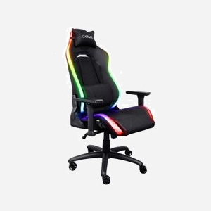 Trust Siège Gaming GXT 719 Ruya Noir, Simili-cuir, Dossier 90-180°, Accoudoirs 3D, Vérin Classe 4, Max 150kg, FSC, RGB (Batterie Externe Incluse)
