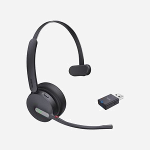 Yealink WH64 Hybrid Mono UC - Casque sans fil Bluetooth 5.2 - Portée 150m - Micro-USB - Batterie 14h - Arceau pour Bureau/Centre d'appels - Noir