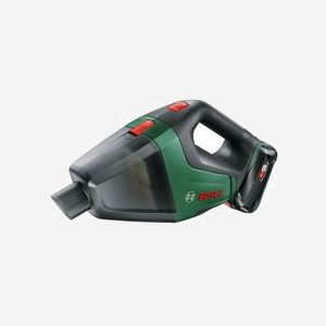 Bosch UniversalVac 18 Aspirateur-balai 2-en-1 18V 2.5Ah, Sans Sac, Noir/Vert, Autonomie 20 min, Filtration, Suceur plat, 1.3 kg